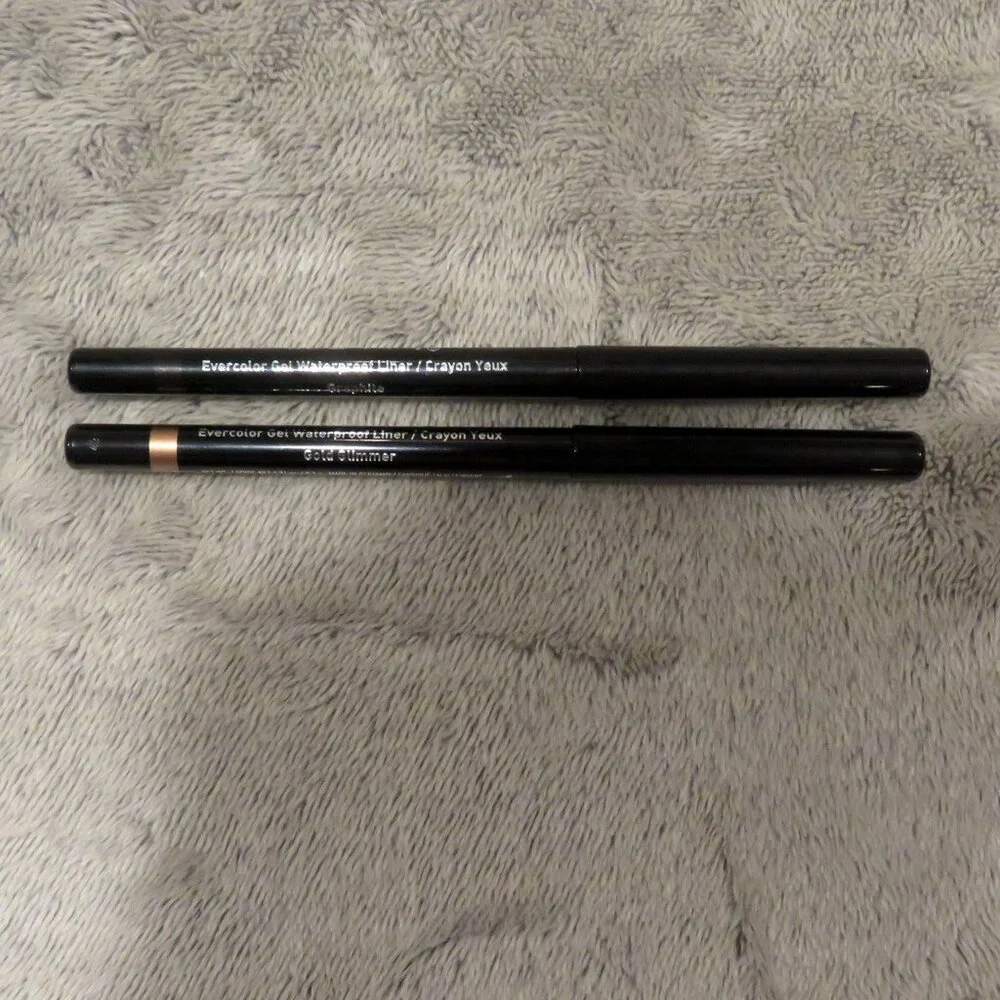New NWOB Lot 2 Mally Evercolor Gel Waterproof Liners Graphite & Gold Glimmer